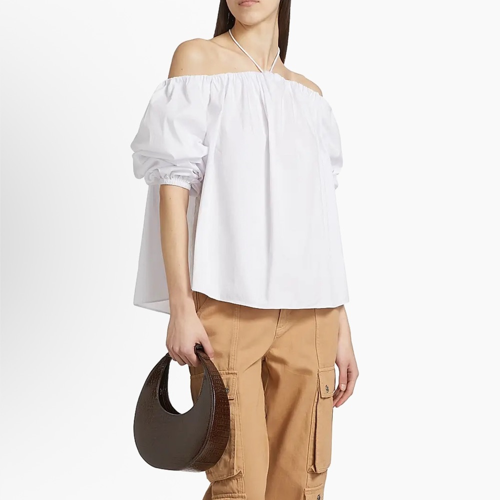 Simon Miller Oleander Poplin Off-The-Shoulder Top White Size L Fall Bridal Layer